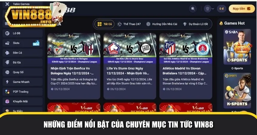 Những điểm nổi bật của chuyên mục tin tức Vin88