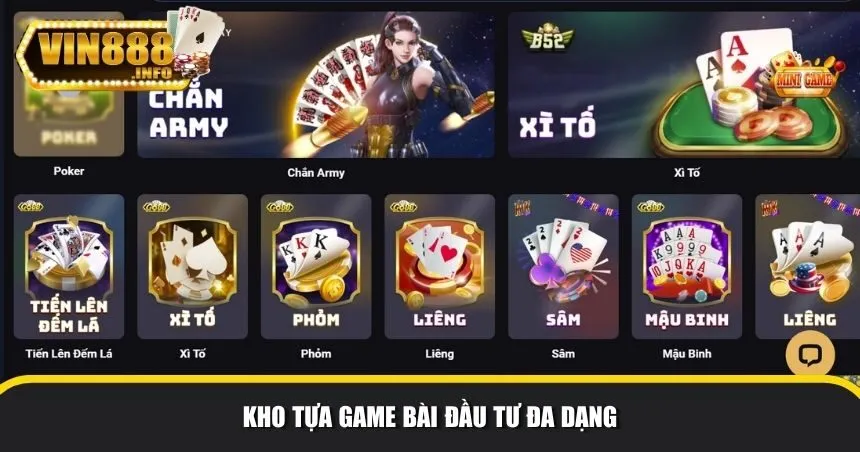 Kho tựa game bài đầu tư đa dạng